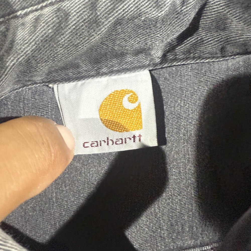 Carhartt Shirt Mens XL Gray Denim Long Sleeve Button Up Workwear Casual - Picture 2 of 8